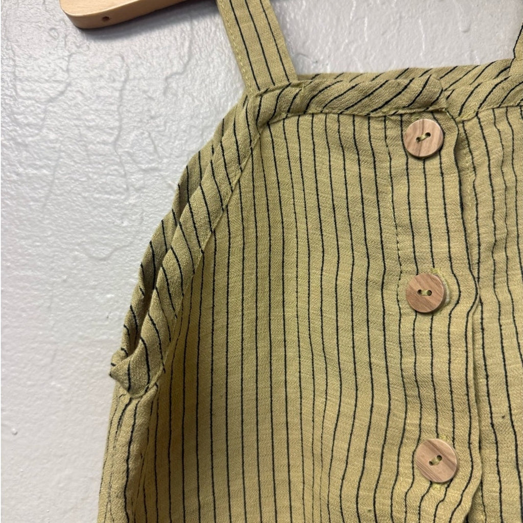 zara boys' green pinstripe jumpsuit 2-3Y