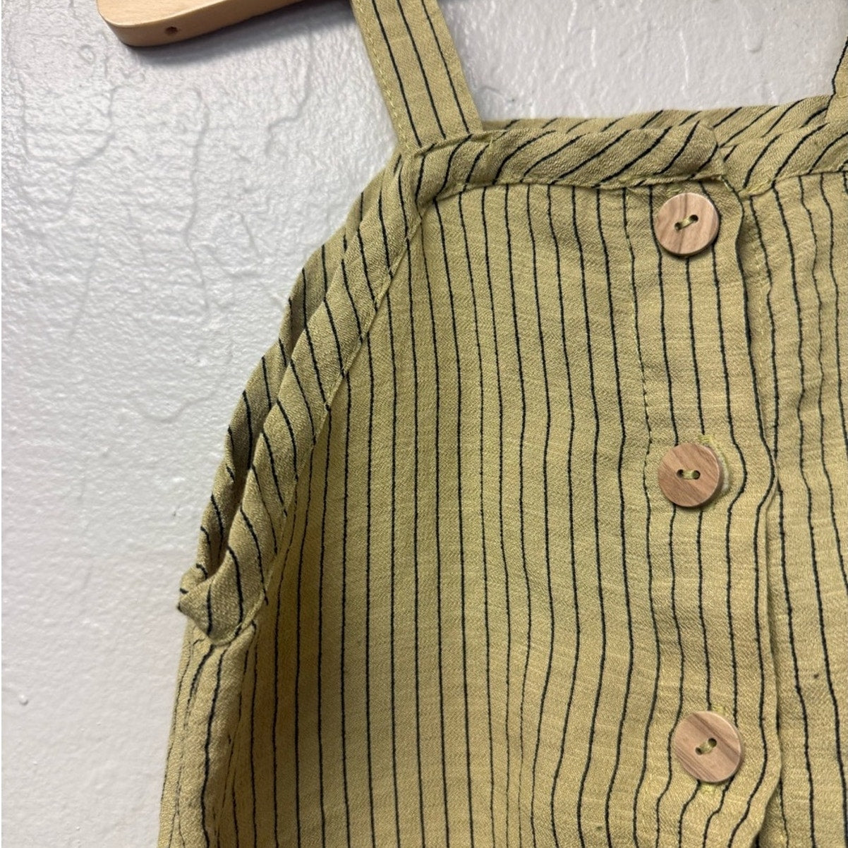 zara boys' green pinstripe jumpsuit 2-3Y