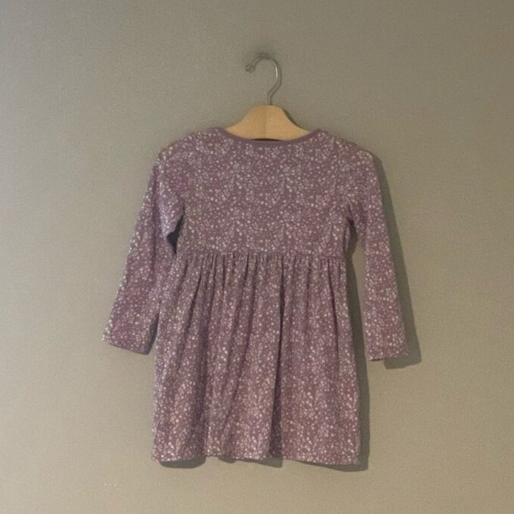 h&m purple floral long-sleeve dress 5-6Y