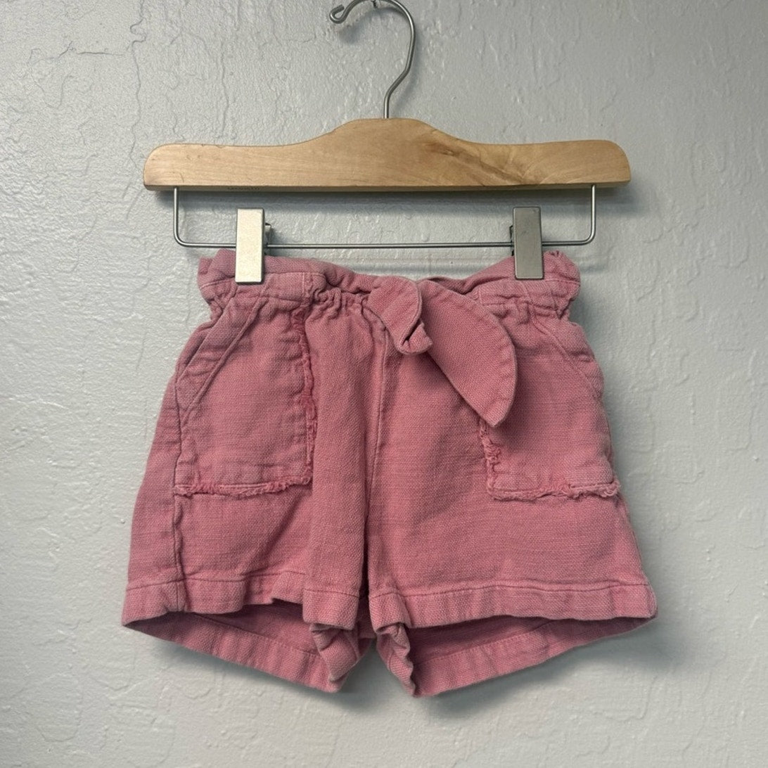 zara girls' linen pink shorts 3-4Y
