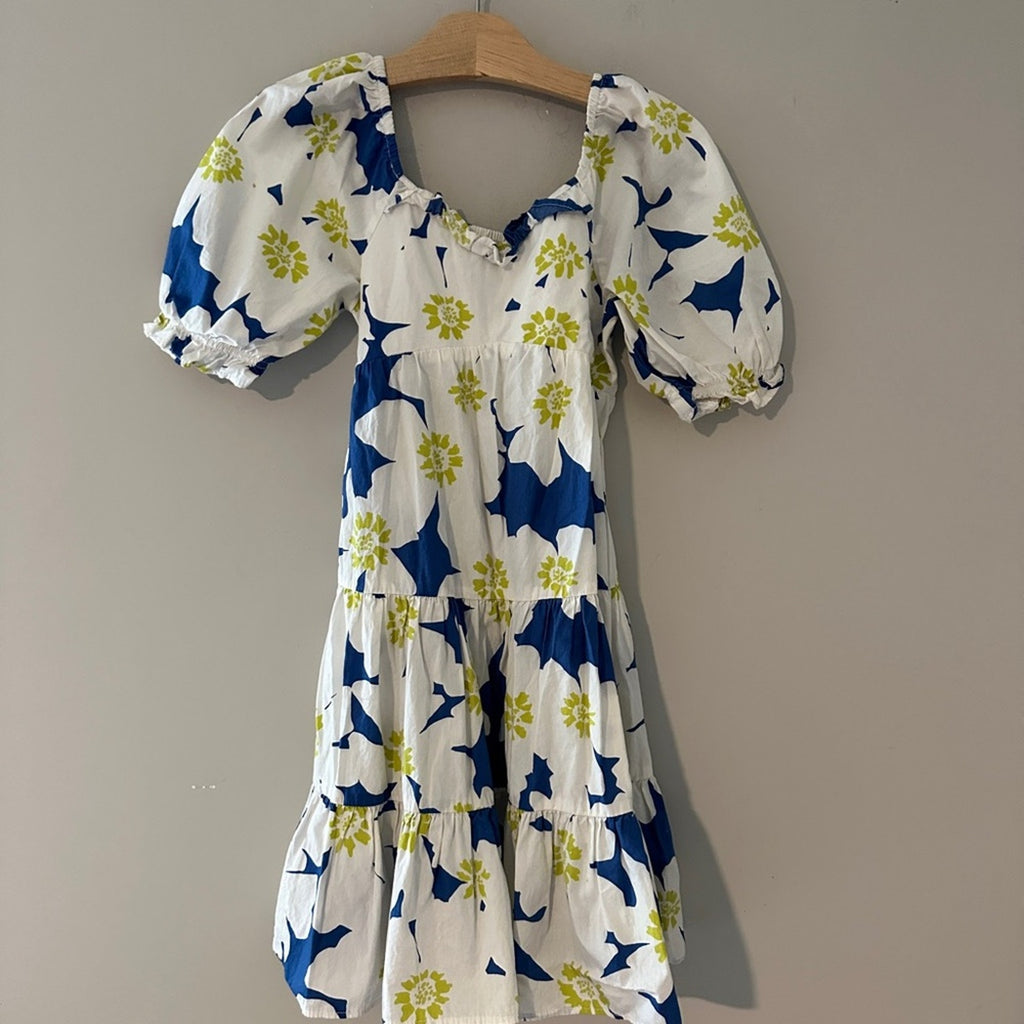 zara blue tiered floral dress 10Y