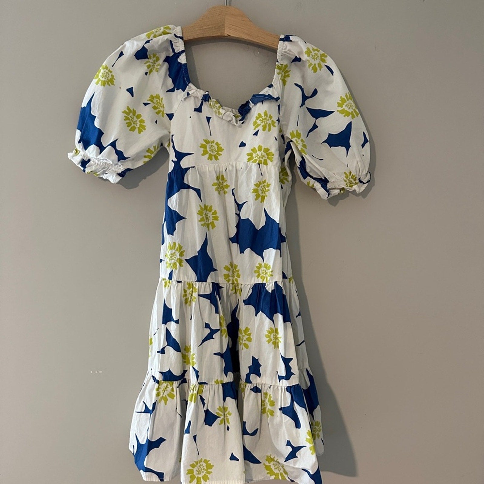 zara blue tiered floral dress 10Y
