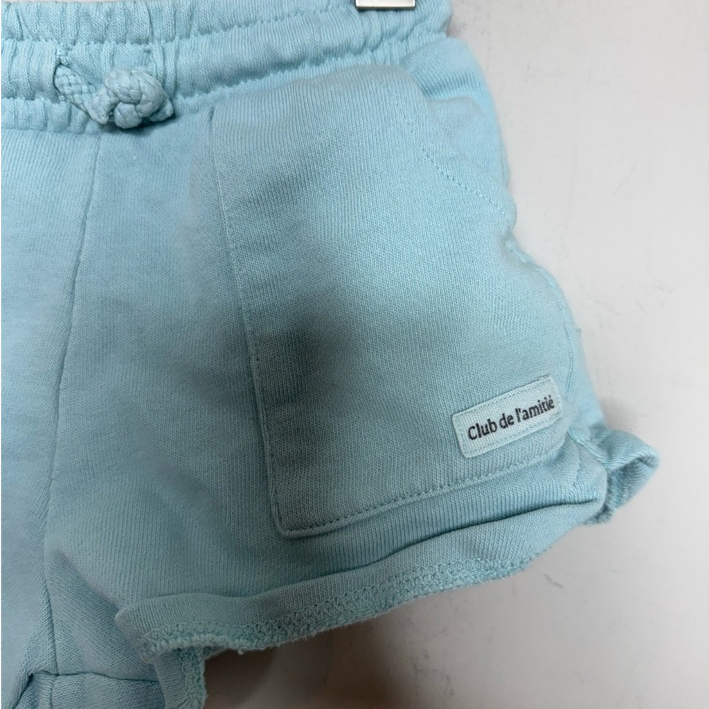 zara girls' blue cotton shorts 4Y