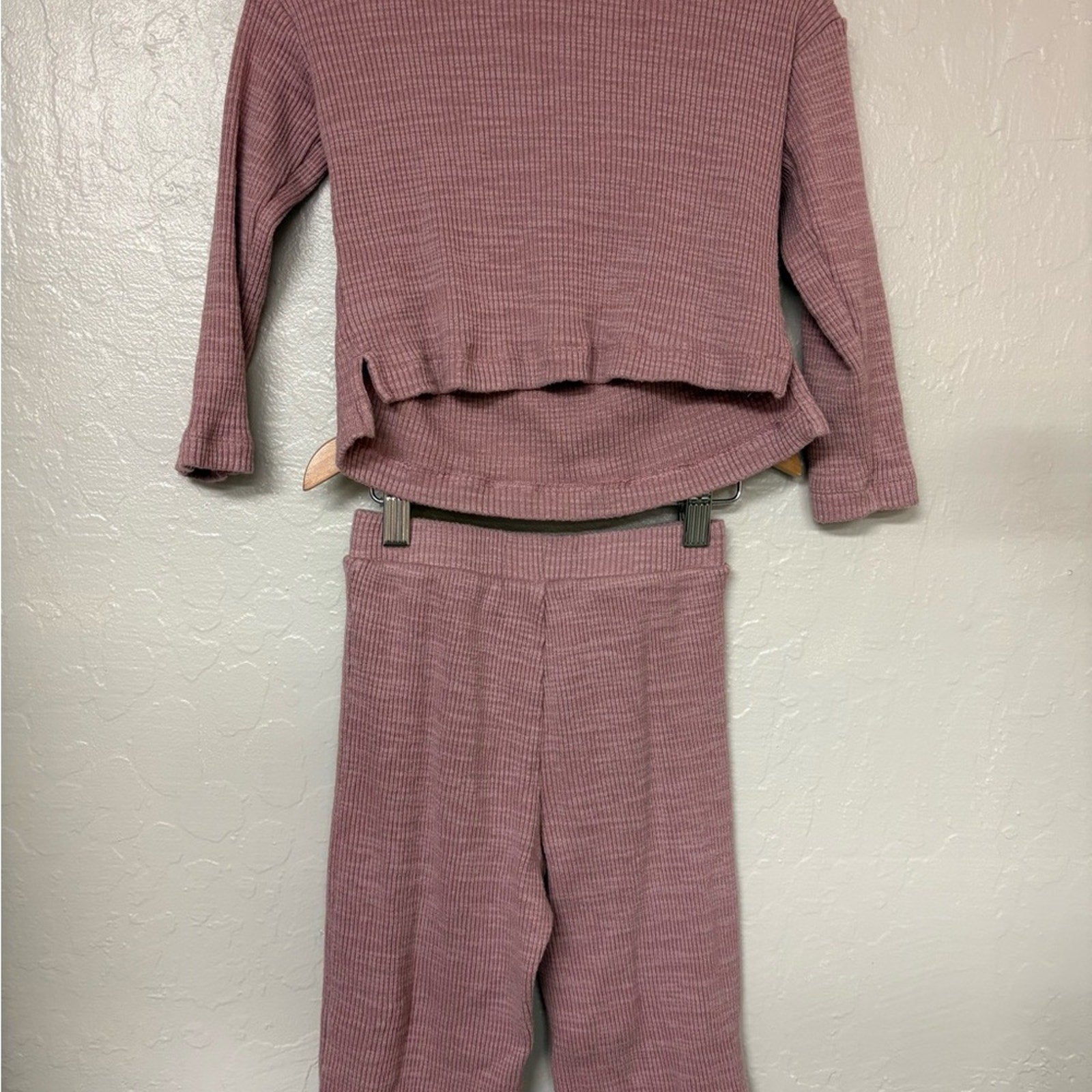 little co. girls' mauve ribbed matching set 4Y