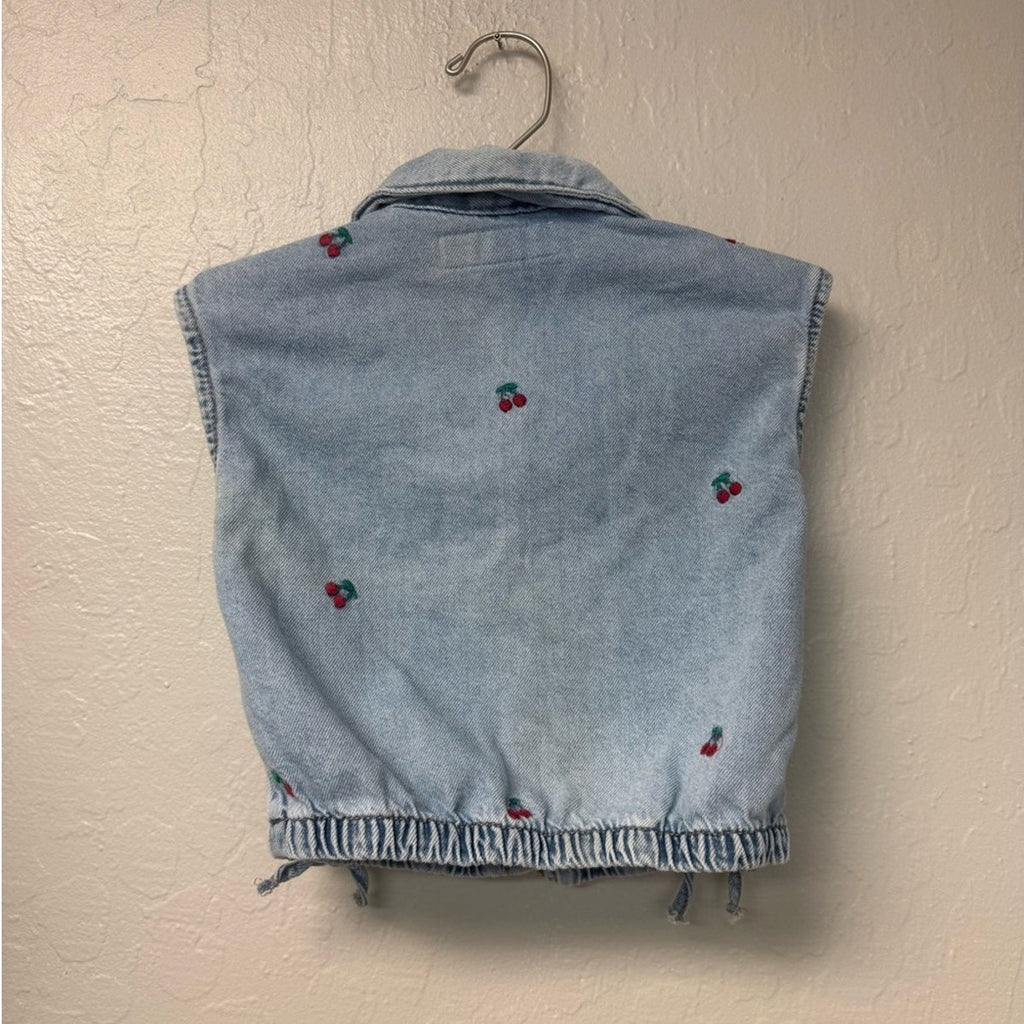 zara cherry denim top 5Y