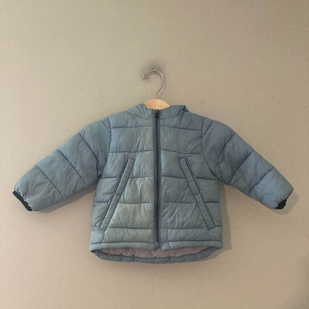 zara boys' blue puffer jacket 12-18M