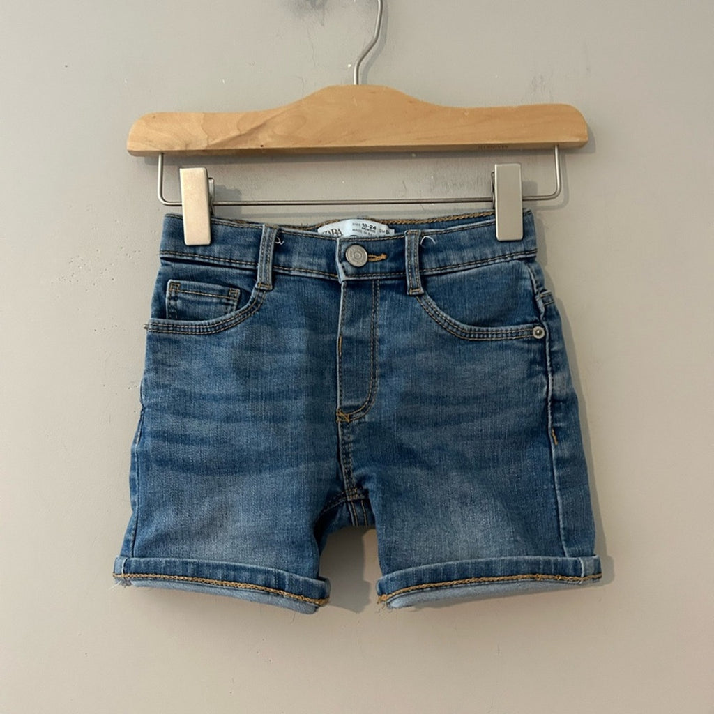 zara boys' jean shorts medium dark blue 18-24M