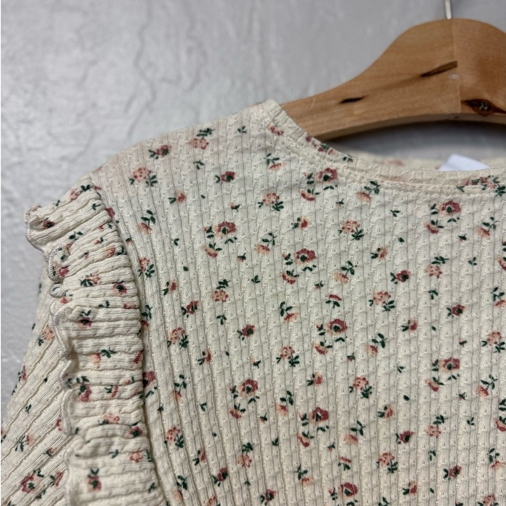 zara girls' ribbed floral shirt 10Y