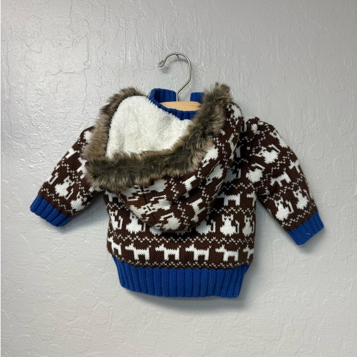 hanna andersson holiday fleece lining knitted cardigan 0-3M