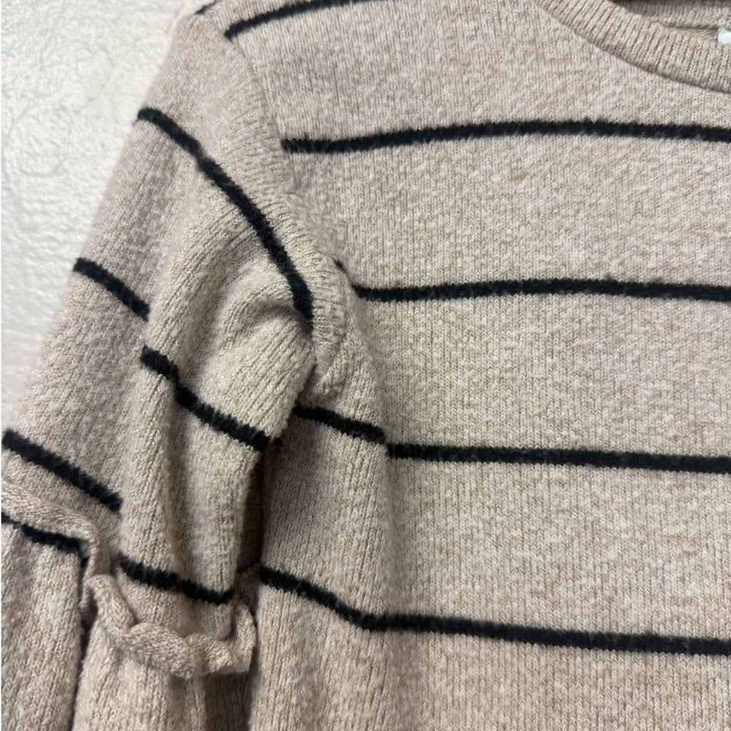 zara girls' beige stripe knit sweater 3-4Y