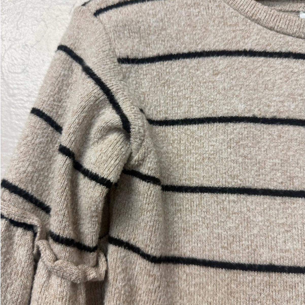 zara girls' beige stripe knit sweater 3-4Y