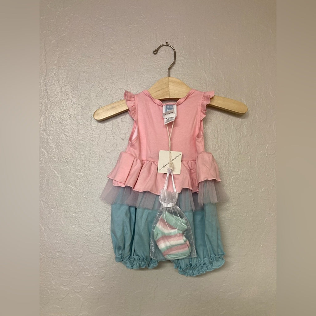lemons love layette pink blue romper 3-6M