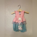 lemons love layette pink blue romper 3-6M