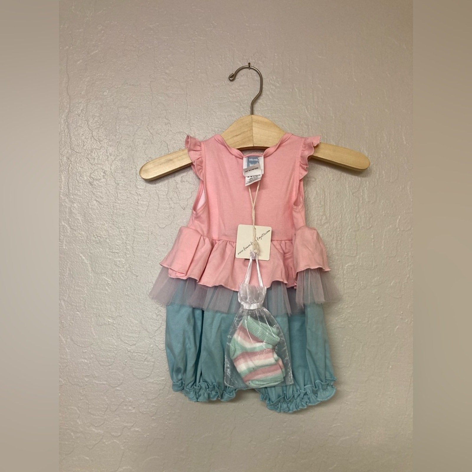lemons love layette pink blue romper 3-6M