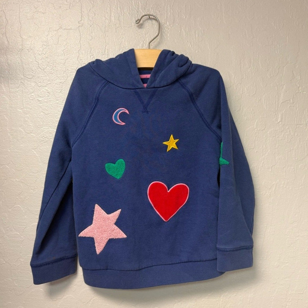 mini boden navy embroidered hoodie 7-8Y