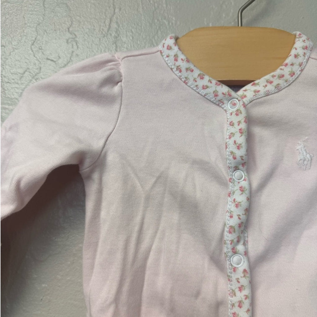 ralph lauren pink floral footie 3M