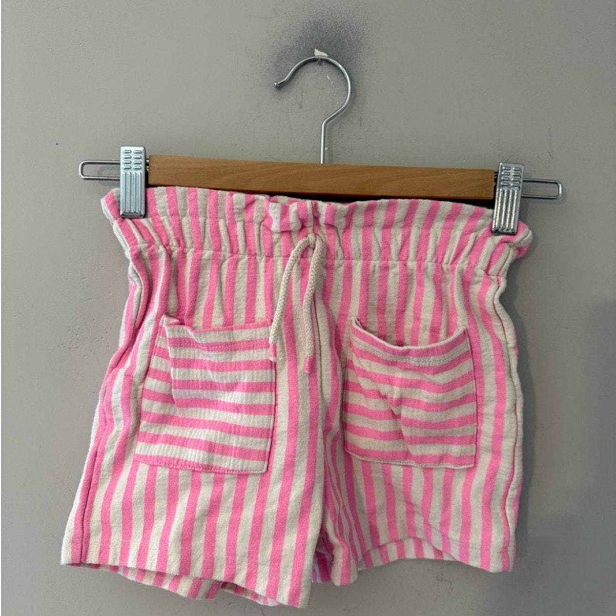zara girls pink stripe paper bag shorts 6Y