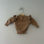 mebie baby brown pointelle sweater 3-6M