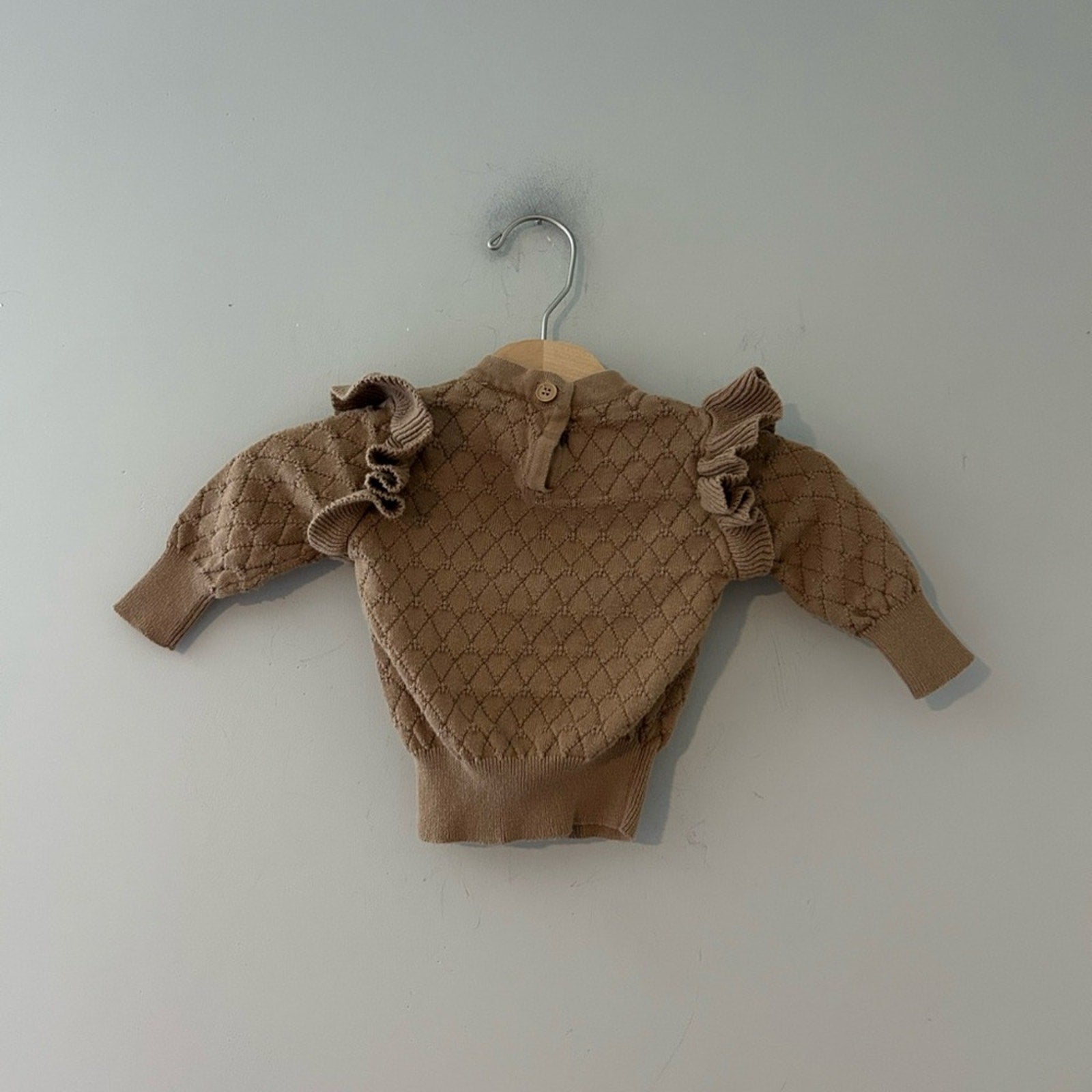 mebie baby brown pointelle sweater 3-6M