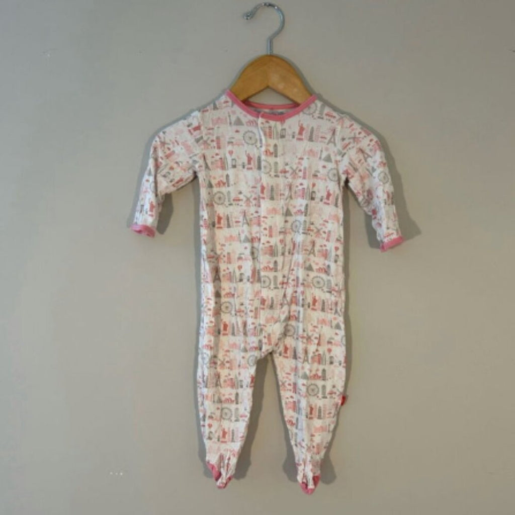 magnetic me pink white city footie 6-9M