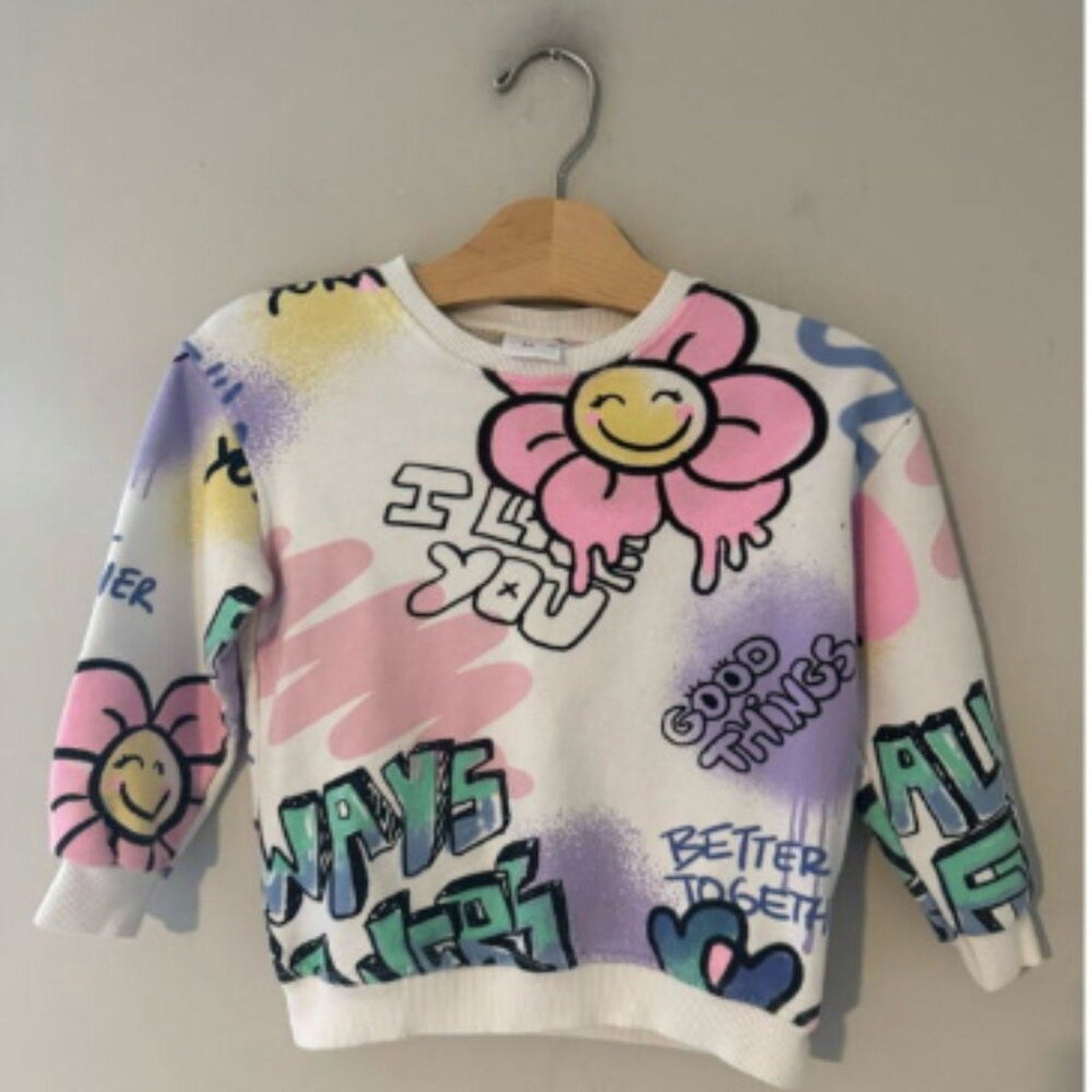 zara girls' graffiti sweatshirt 3-4Y