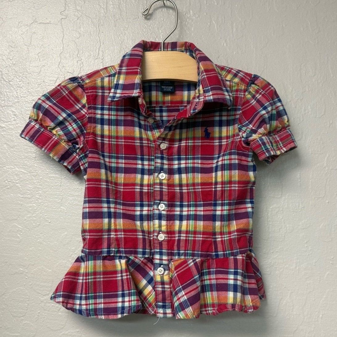 ralph lauren girls' plaid shirt 4Y