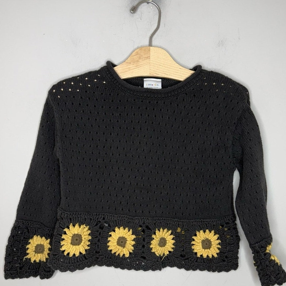 little co. girls' crochet flower sweater top 5Y