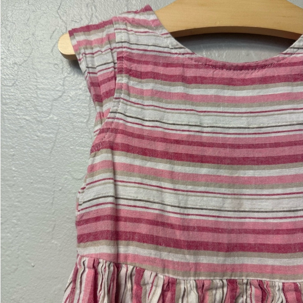 mayoral pink stripe linen dress 5Y