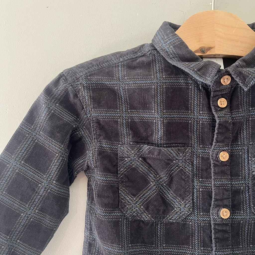 h&m boys'‎ corduroy plaid shirt 18M