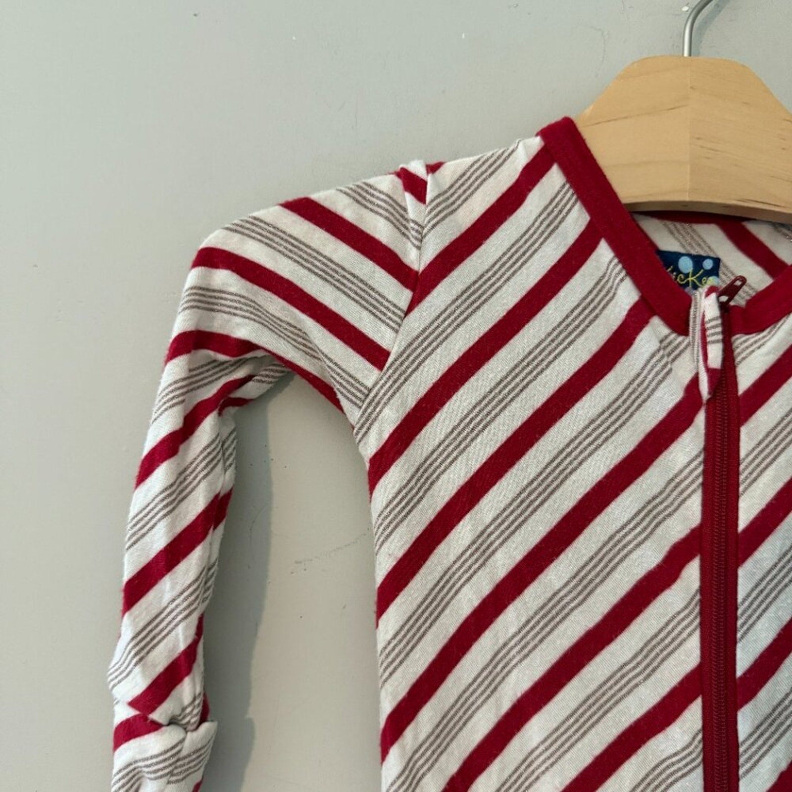 kickee pants bamboo candy cane stripe footie 2Y