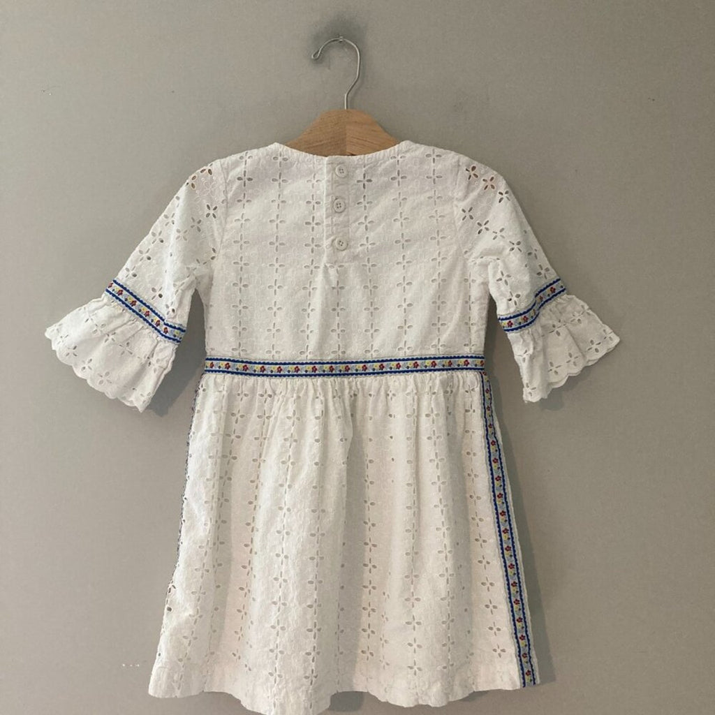 hanna andersson white eyelet floral dress 6-7Y