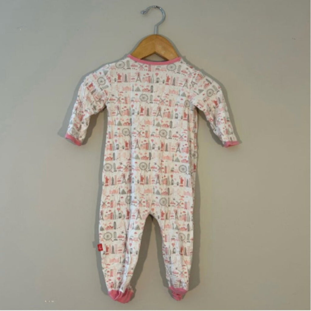 magnetic me pink white city footie 6-9M