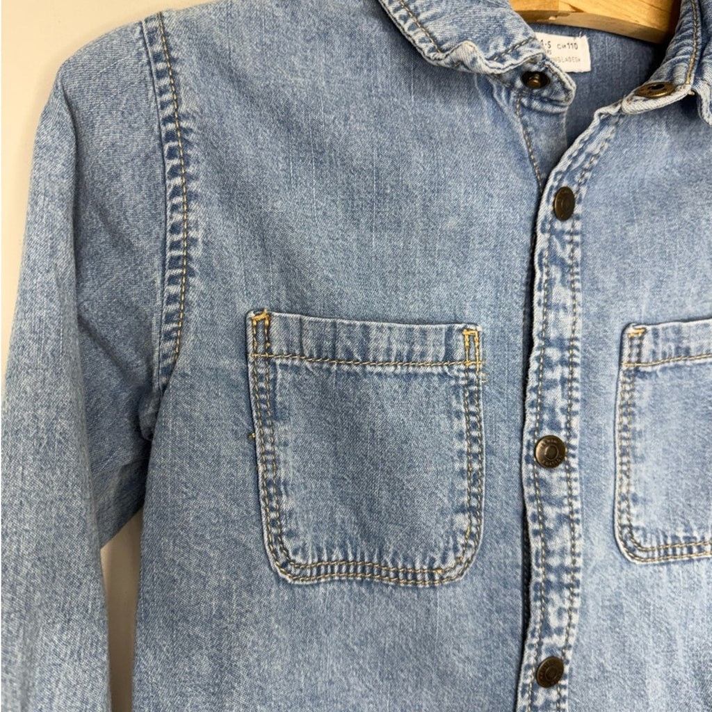 zara denim button-down 4-5Y