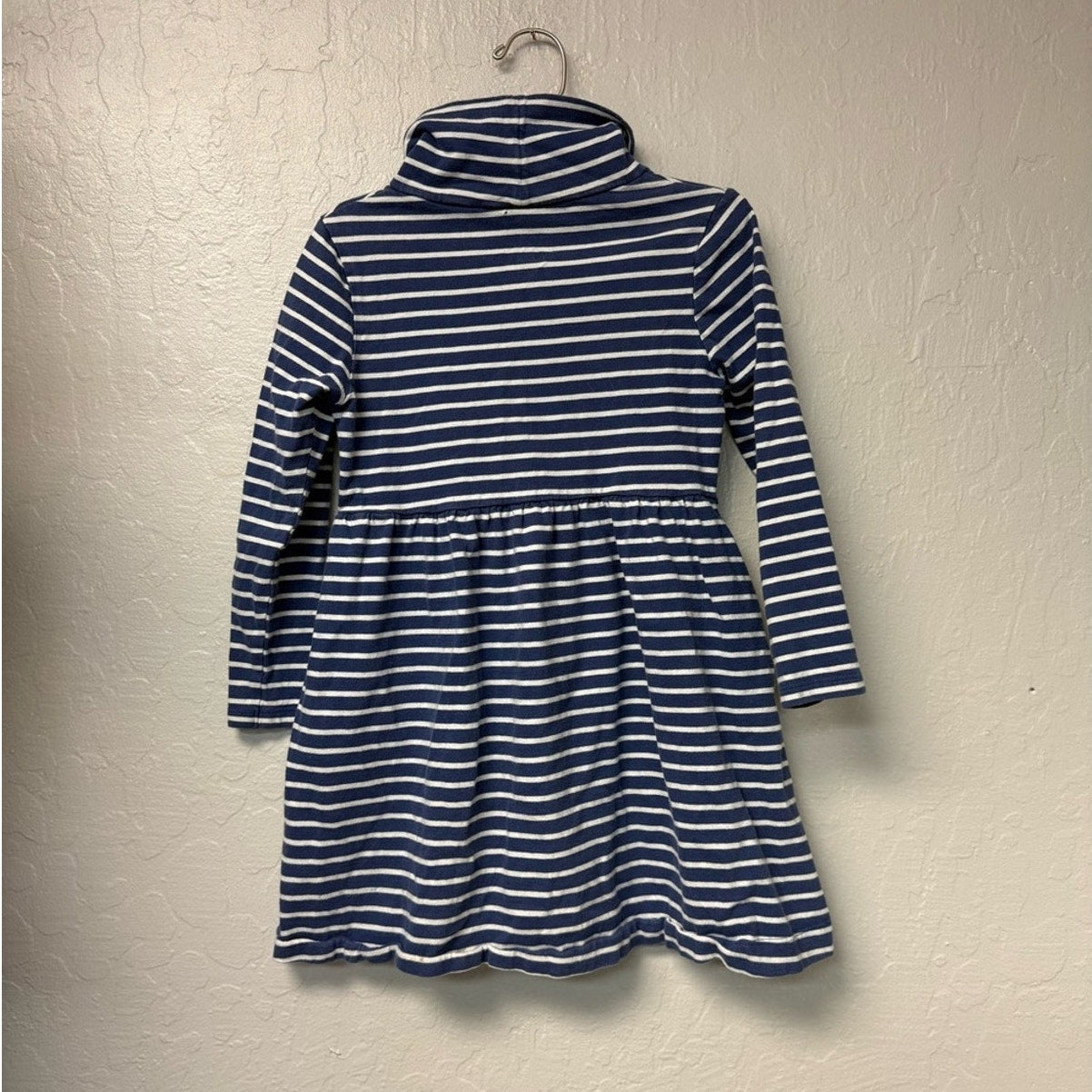 mini boden blue stripe turtleneck dress 6-7Y