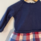 zara girls' navy plaid dress 6-9M