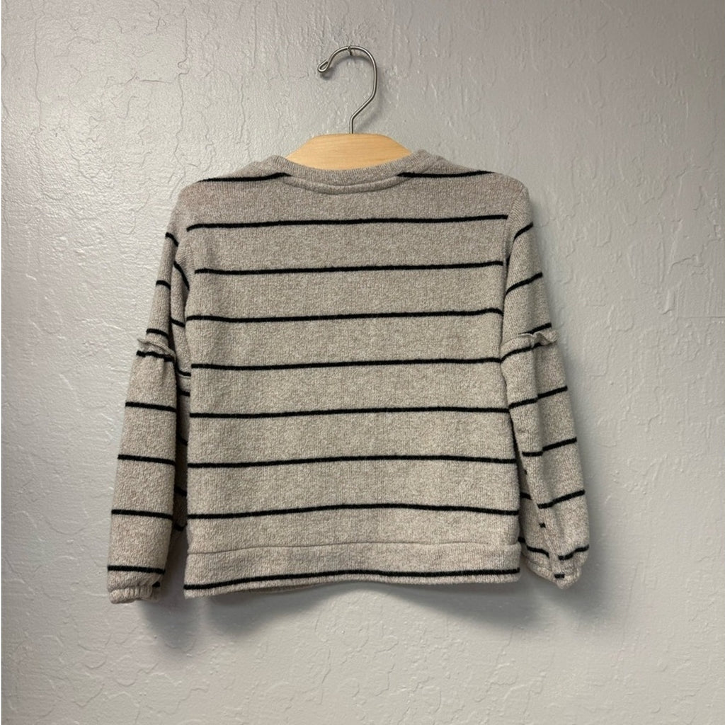 zara girls' beige stripe knit sweater 3-4Y