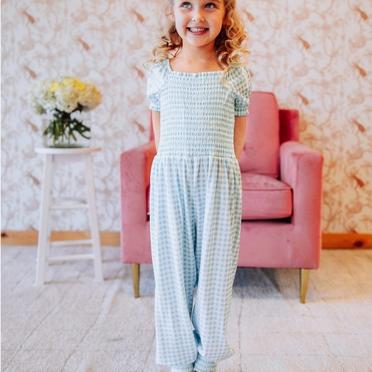 sweet honey purple plaid jumpsuit 5Y