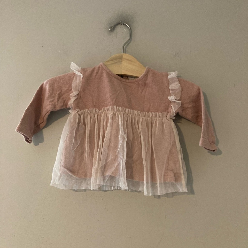 zara pink tulle top 3-6M