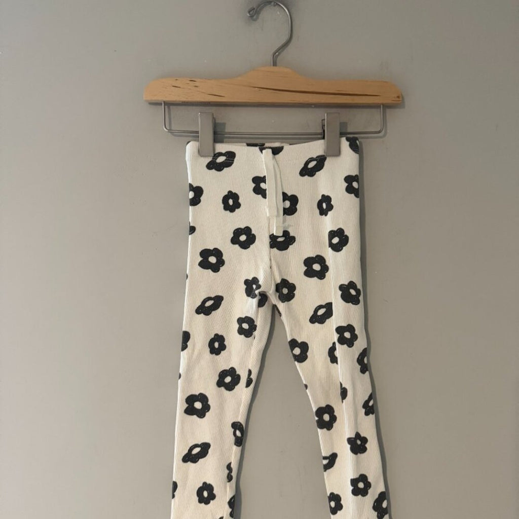 zara girls' cream and black floral set