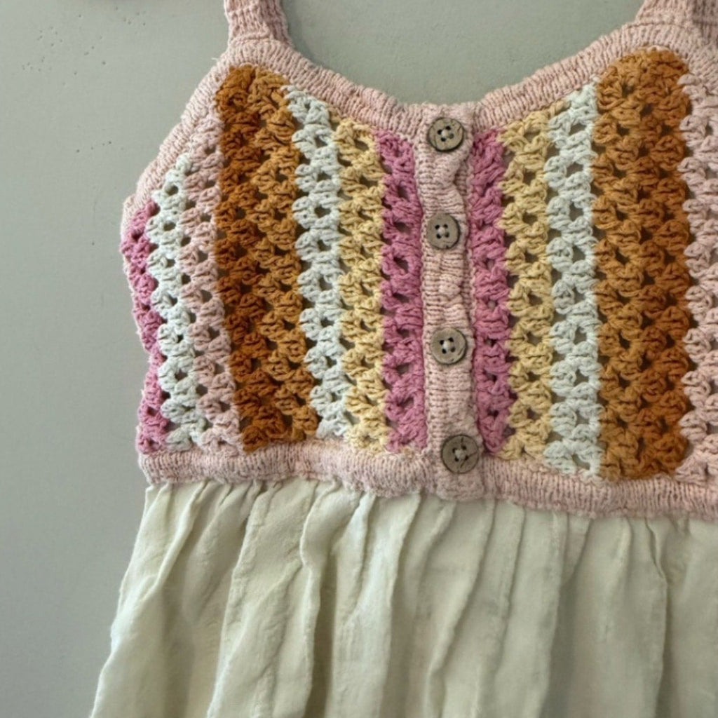 ghanda girls' pink cream dress 3-4Y