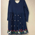hanna andersson long sleeve unicorn tulle dress 6-7Y
