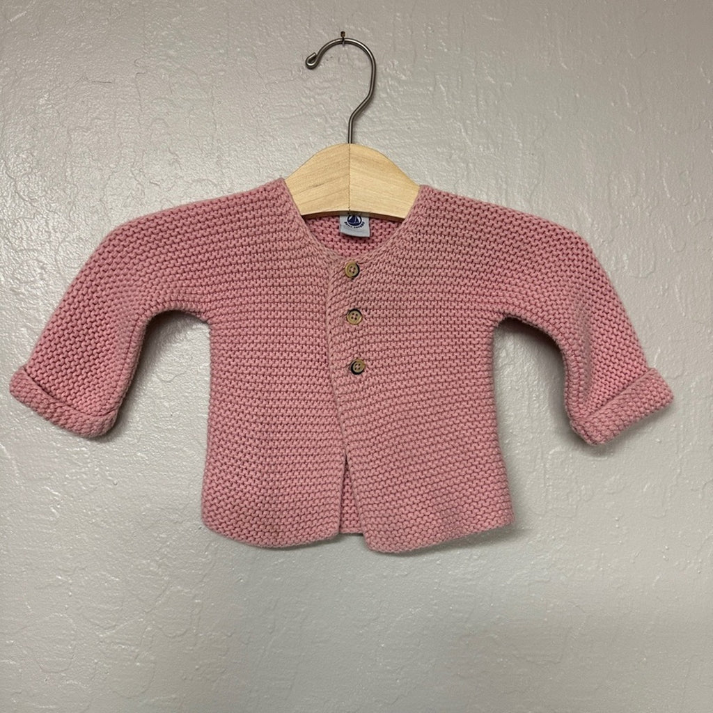 petit bataeu‎ girls' pink chunky knit cardigan 6M
