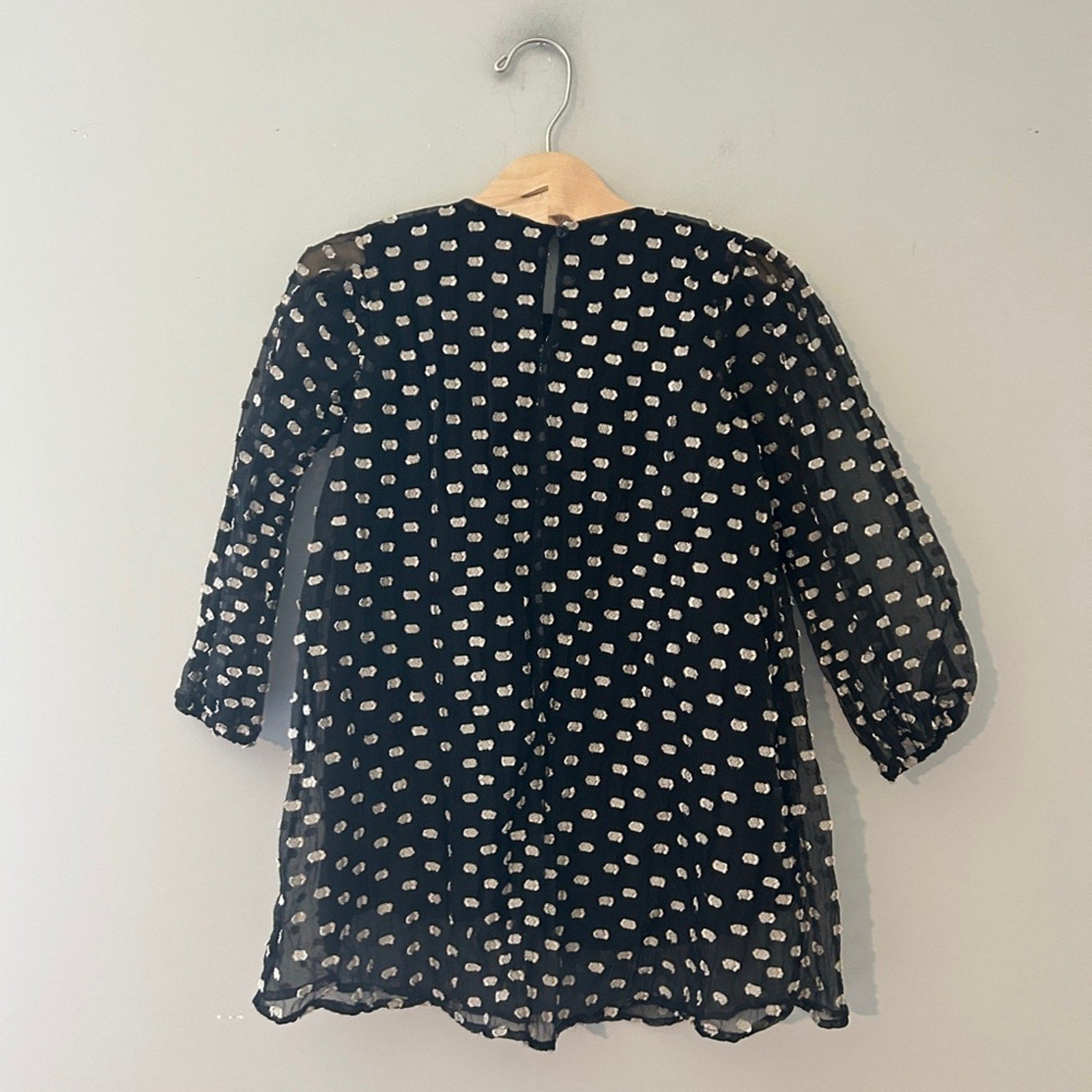 zara girls' black dotted dress 4-5Y
