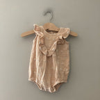 rylee + cru yellow muslin romper 3-6M