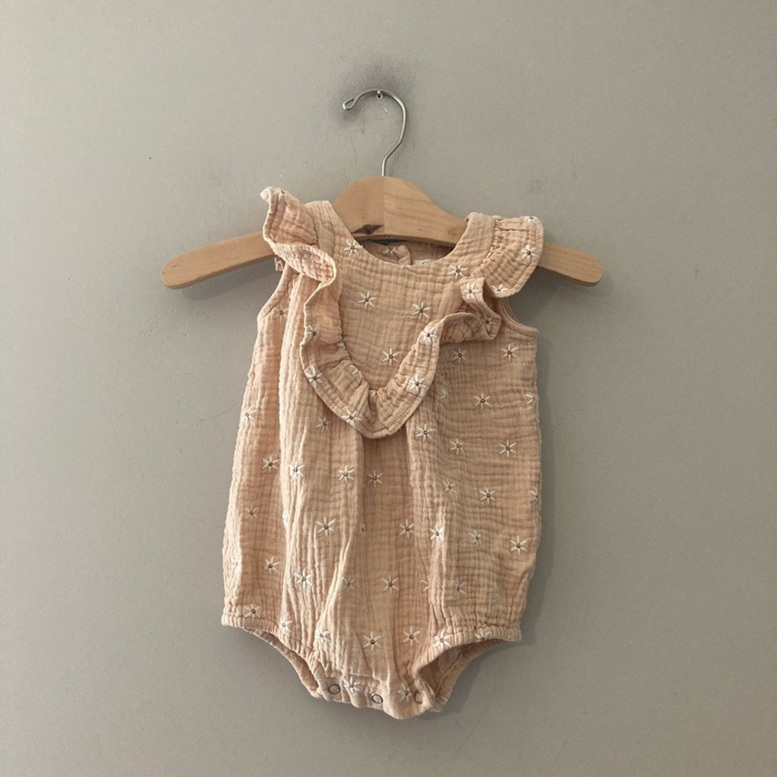 rylee + cru yellow muslin romper 3-6M