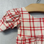 ollie jay red plaid cream romper 6-12M