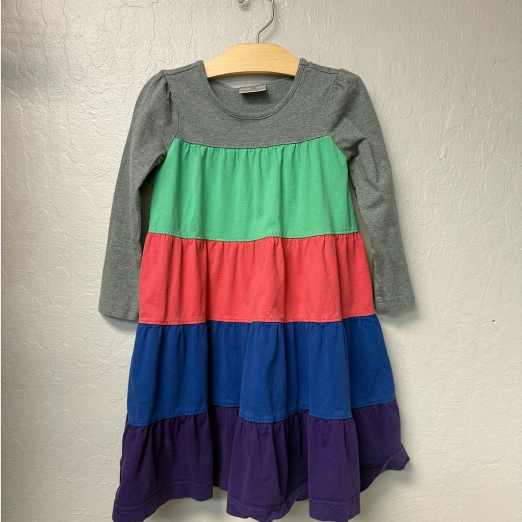 hanna andersson tiered colorblock dress 5Y