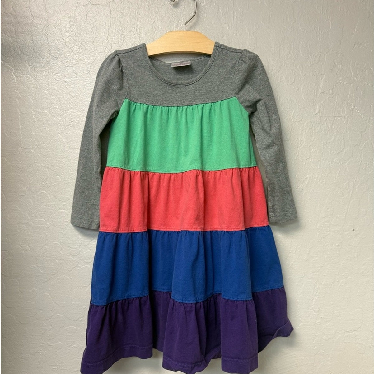 hanna andersson tiered colorblock dress 5Y