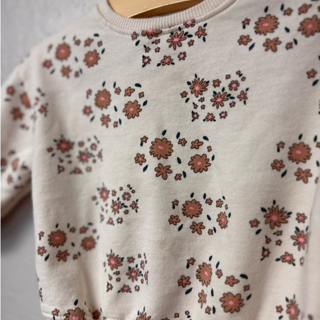 zara girls' cream floral sweatshirt 12-18M