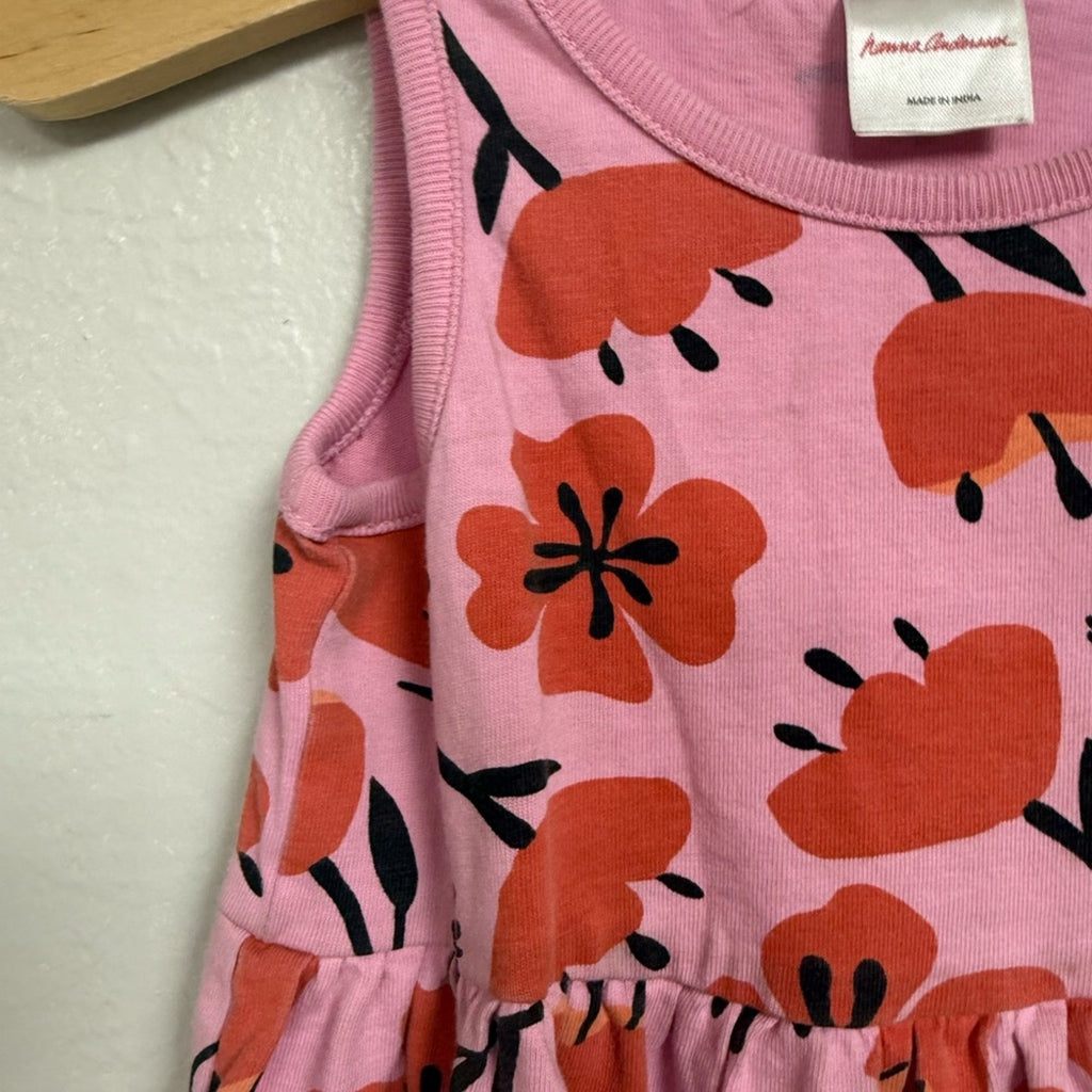 hanna andersson girls' pink floral dress 3T